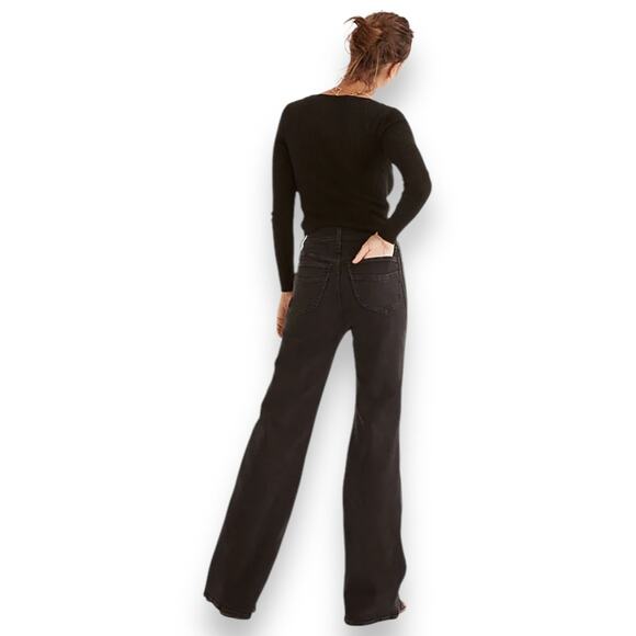 NWT Madewell 11" High-Rise Flare Jeans in Croson Black Women's 28 Flare Comfort - Picture 2 of 11
